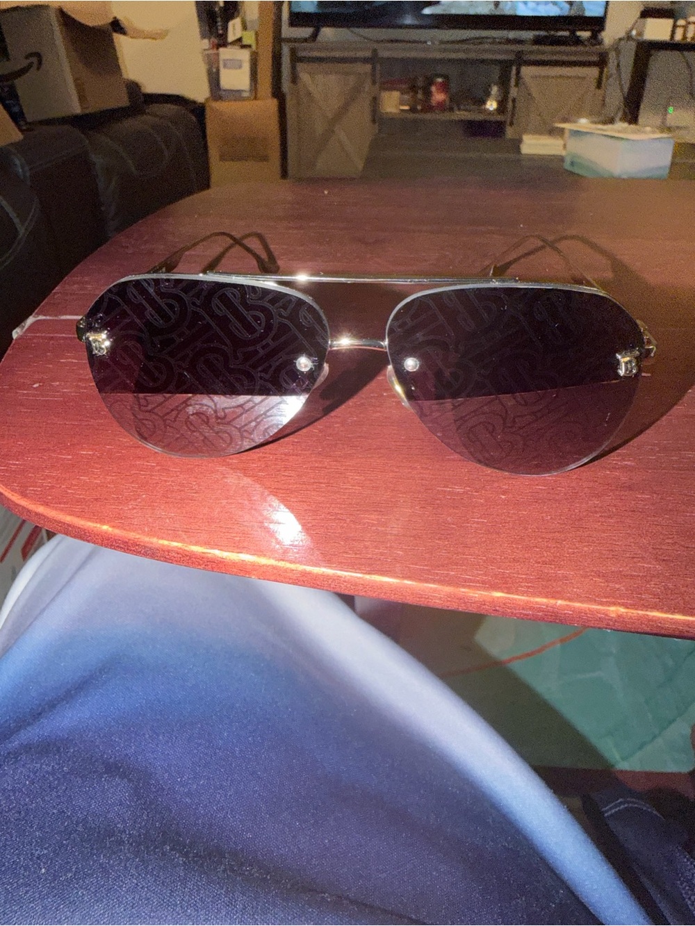 Burberry monogram-print aviator sunglasses